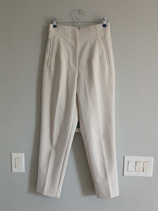 Zara Pants - Zara Cream High-Waist Tapered Trousers Small Office Work